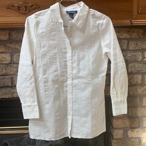 Womens denim & co white button down blouse size small nwt from qvc